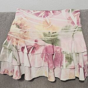 Charlotte Russe Pink and Green Floral Mini Skirt